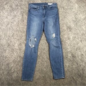 Pistola Jeans 28 Mid Rise Skinny Distressed Ripped Knee Torn Destroyed Stretch